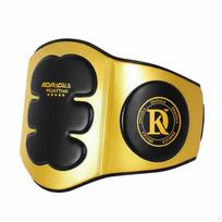 Muay Thai Belly Pad Adjustable Straps Boxing Waist Target Shock Absorbing Kickboxing Abdominal Guard Black Gold black