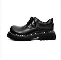 Fashion New Square Toe Low Heel Black Men's Leather Shoes Simple Design Rivet Decoration Office Daily Commute Large Size Men Dress Shoes 38