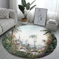 Lotoso Peizažas Apvalus Kilimas Kėdės Sofos Kilimai Namų Svetainės Miegamojo Vonios Kambario Grindų Kilimėlis Spausdinti Namų Dekoro Elementai Diameter 60cm