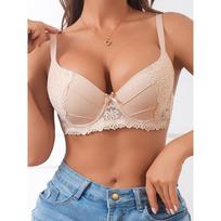Ladies Spring and Autumn Fashion New Sexy Lace Embroidery Underwear 90B beige