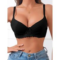 Ladies Spring and Autumn Fashion New Sexy Lace Embroidery Underwear 90B juoda