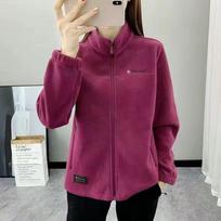 Polar Fleece Jacket Women's Autumn Winter Warm Coat Large Size Padded Outwear Sportshirt Collar Jackets XL black