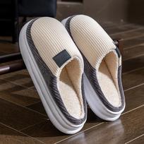 Fleece cotton slippers autumn and winter home warm non-slip thick bottom indoor home soft bottom fluffy slippers 44-45 gray