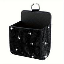 1pc Sparkling Rhinestone Car Storage Box with Shiny Lid & Drawer - Glitter Organizer for Dashboard, Console, or Door - Fit for Phones, Licenses