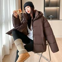 Sports simple cotton clothes New fashionable women's small thickened loose casual anti-season solid color bread clothes XXL black