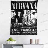 Nirvana Rock Band Tapestry Print Home Decor for Living Room Bedroom Dorm Hot Sale Fabric Multi Size Wall Art Sci Fi Style Room 74x94cm(29x37in) gray