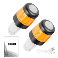 2Pcs Bicycle Handlebar End Light, Bike Handlebar LED Flash Lamp, Rechargeable Bike Plugs Safety Indicator orange