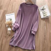 Sweatshirt for Women Cotton Oversize  Fleece Thickened Loose Round Neck Casual Pullover Long Sleeve Long Top Sweatshirt XXXL gray