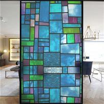 Langų plėvelė Matinio vitražo plėvelės Bažnyčios statinės prigludimo Privatumo plėvelės lipni langai Lipdukas Virtuvė Biuro namų dekoras 40cm x 90cm blue