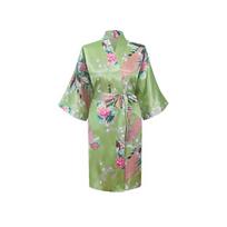 Women Long Bridal Silk Satin Kimono Robe Wedding Bridesmaid Getting Ready Bathrobe Night Loungewear šviesiai žalios spalvos