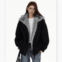 Winter Hooded Puffer Coat Couples Fleece Lined Thick Warm Cotton Jacket Black Army Green Youth Urban Style XL Recommended for 130-150kg gray