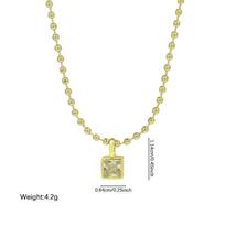 Women's Shiny Gold Tone Necklace Big Geometric Zircon Beaded Jewelry for Thanksgiving Gift Daily Outfit Matching A9
