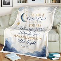 Christian Baby Fleece Blanket, Child of God Blanket, Psalm 139 Gift, Baptism Gift for Baby, Dedication Gift, Faith Nursery Decor 100x150cm