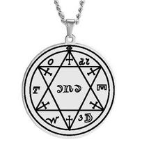Accessories Health Amulet Luck Solomon Pentagram Seal Witchcraft Pendant Necklace 50cm (Necklace Size） white