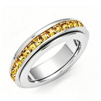 Cubic Zirconia Stainless Steel Spinner Fidget Ring Rotatable Anxiety Relief Ring  Anxiety Relief 6 white