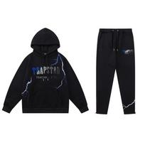 Trapstar Gradient Letter Terry Embroidery Hoodie Pants Set Men Women Winter Casual M black