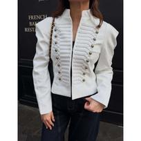 Womens Vintage Napoleon Style Stand Collar Jacket With Frog Buttons Slim Fit Elegant Retro Outerwear S gray