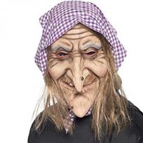 Halloween Red Riding Hood Witch Mask Latex Old Lady Costume Party Horror Cosplay as picture beige