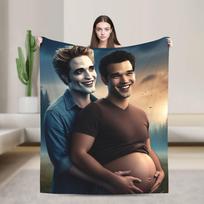 The Twilight Saga Movie Blanket Fleece Spring/Autumn Funny Jacob Edward Vampire  Warm Throw Blanket for Bed Travel Bedding Throw 75X95CM