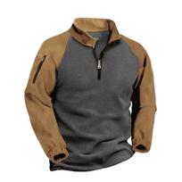 Men Quarter Zip Fleece Pullover Color Block Raglan Sleeve Long Sleeve Outdoor Thermal Sweatshirt With Arm Pocket 3XL black