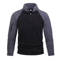 Men Quarter Zip Fleece Pullover Color Block Raglan Sleeve Long Sleeve Outdoor Thermal Sweatshirt With Arm Pocket 3XL gray