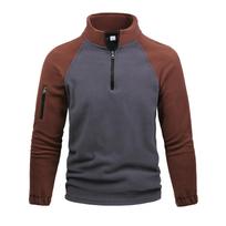 Men Quarter Zip Fleece Pullover Color Block Raglan Sleeve Long Sleeve Outdoor Thermal Sweatshirt With Arm Pocket M