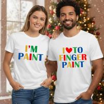 Finger Paint Couple Christmas T-Shirt - Funny I Love To Finger Colorful Tee Gift 140 brown