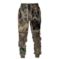 Outback Thick Fleece Lined Men's Sweatpants, Camo Beast Art Jogger Trousers, Realistic Wildlife Designs, Relaxed Cut for Wilderness Outings 6XL gray