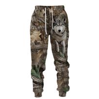 Outback Thick Fleece Lined Men's Sweatpants, Camo Beast Art Jogger Trousers, Realistic Wildlife Designs, Relaxed Cut for Wilderness Outings 6XL black