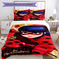 3pcs Ladybug Bedding Set Duvet Cover Closure Includes 1 Duvet Cover & 2 Pillowcases, Soft and Comfortable for All Seasons. 135cmx200cm