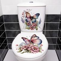 Waterproof Vibrant Floral Toilet Seat Stickers Self-Adhesive Bathroom Decor Set for Small Bathroom Decoration A3