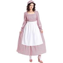 Cosplay retro pastoral floral maid long dress French farm girl cosplay dress apron hat set XXL white