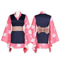 Makomo Demon Slayer Uniform Cosplay Set with Kimono & Mask, Demon Slayer Female Stage Outfit XXXL pink
