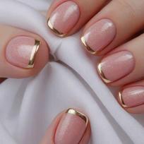 24Pcs Simple White French Press on Fake Nails with Shiny Powder Short Square Head False Nails Tips Reusable Stick-on Manicure