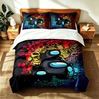 Among Us (5) 3pc set suitable for master bedrooms soft and comfortable an ideal gift for family and friends Includes one duvet cover and two pillowcas 140cmx210cm