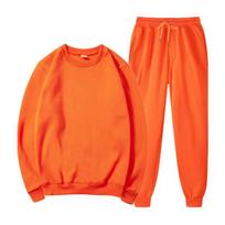 Unisex Round Neck Fleece Hoodie Sportswear Set - Solid Color Pullover XXXL