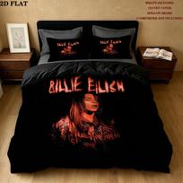 Billie Eilish Pattern Bedding Quilt Set Quilt Cover Pillowcase Home Birthday Gift(1 * duvet cover + 2 * pillowcase, without core) 135x200cm brown