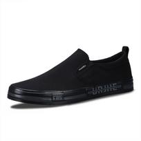 Men's Spring Slip-On Canvas Shoes: Breathable Casual Low-Top Skate Sneakers 42 black