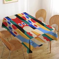 Plaunamas vandeniui atsparus poliesterio staltiesė, meniško geometrinio rašto stalo uždangalas, iškylos pledas, stovyklavimo stalo uždangalas, namų dekoras 60*102inch(150*255cm）