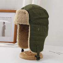 Winter Aviator Hat With Fleece Lining Warm Ear Protection Skiing Hiking Cap Unisex Outdoor Army Green