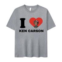 Ken Carson I Love Print Graphic T Shirts Women Cotton Fashion Top Sleeve T-shirt Harajuku T-shirt Streetwear L gray