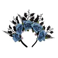 Halloween rose headband dark personality black leaf flower headgear masquerade hair accessories black