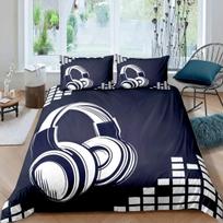 Headphones Duvet Cover Full Queen Size Music Theme Headphone Comforter Cover Musical Note Bedding Set for Youth Teens Room Decor EU Single(135x200cm)