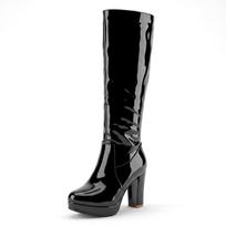 Little Spice Girls Patent Leather Women'S Boots Skinny Knight Boots High Heel Boots 40-47 Large Size Boots 43 black