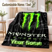 Custom Text Flannel Blanket Monster Energy Print Warm Cozy Blanket Home Sofa Bedding 80cmx120cm