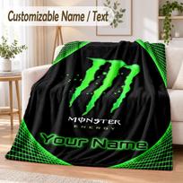 Custom Text Flannel Blanket Monster Energy Print Warm Cozy Blanket Home Sofa Bedding 80cmx120cm