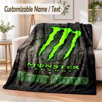 Custom Text Flannel Blanket Monster Energy Print Warm Cozy Blanket Home Sofa Bedding 100cmx150cm