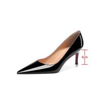 New red sole all-inclusive patent leather pointed head shallow mouth sexy stiletto high heels imperial sister commuter professional single shoes 37 brown