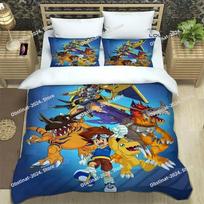 3D Digimon cartoon printed Printed Bed Set Duvet Cover Pillowcase Bedding Set Bed Linen Sheet Quilt Cover Full Queen King Size EU Single 135*200cm/53x79in 3pcs