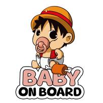 One Piece Monkey D. Luffy Baby On Board Stickers Kids In Car Of Anime Car Sticker Roronoa Zoro Baby Sticker 18cm black